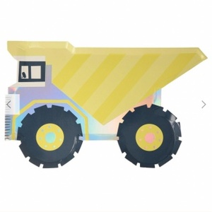 MeriMeri 메리메리 - Dumper Truck Plates (set of 8) / 덤프트럭 파티플레이트 (파티용 그릇, 8개입)